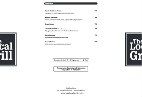 Local Grill Kenya Menu