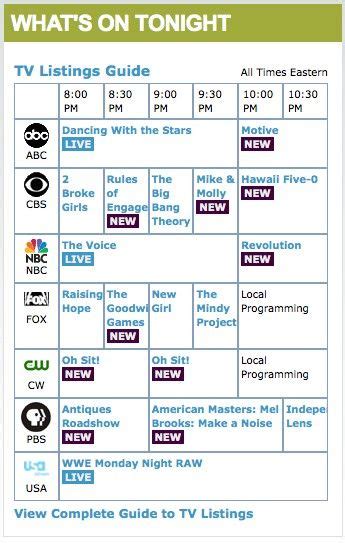 local tv guide listings tonight