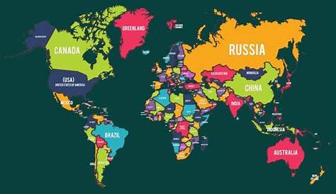 World Map Puzzle naming countries and their location.
