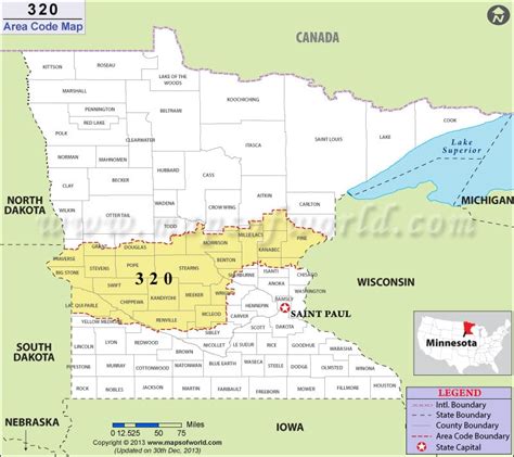 location of area code 320