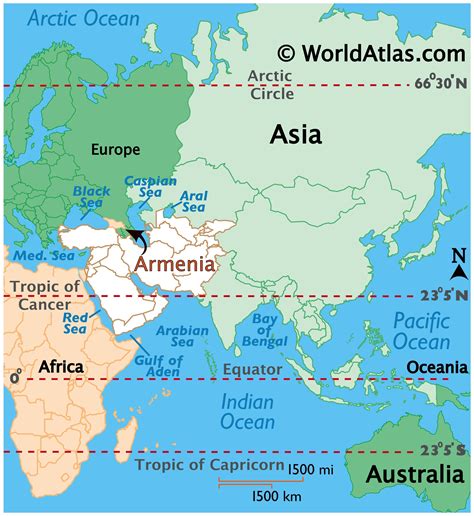 location of armenia in map