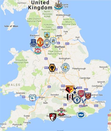 locations of english premier league teams