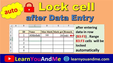 Lock Cell In Excel After Data Entry