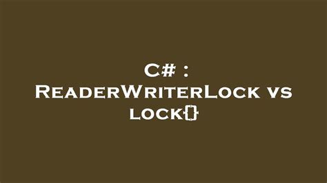 Lock Meaning C#