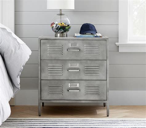 Locker Style Nightstand Gray