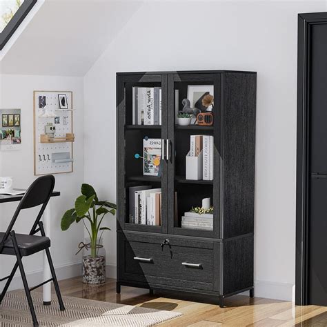 locking bookshelf cabinet