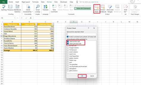 Locking Excel Spreadsheet Cells