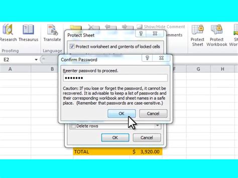 Locking Excel Spreadsheet With Password