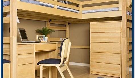 Double Loft Bed with Special Combination Large Corner Desk