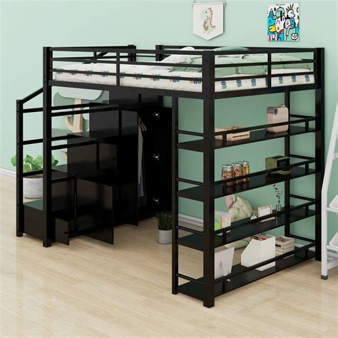 Loft Bed With Storage Cabinets