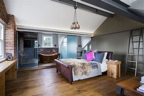 Luxurious Loft Master Suite Master suite with doors separating