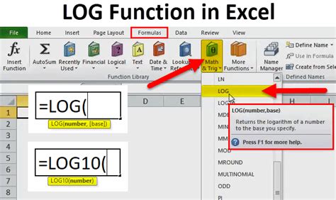 log 2 function in excel