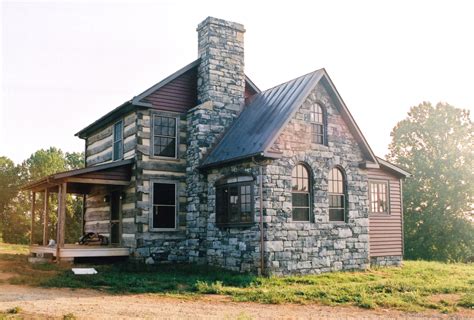 Log House With Stone