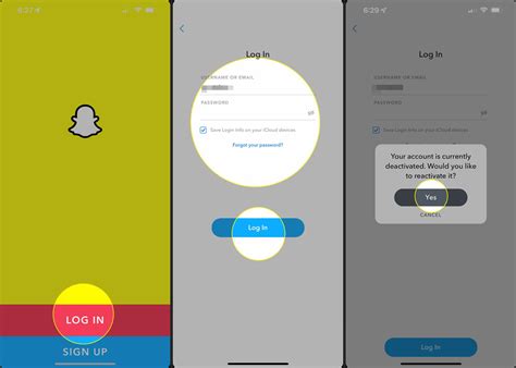 log in to old snapchat account