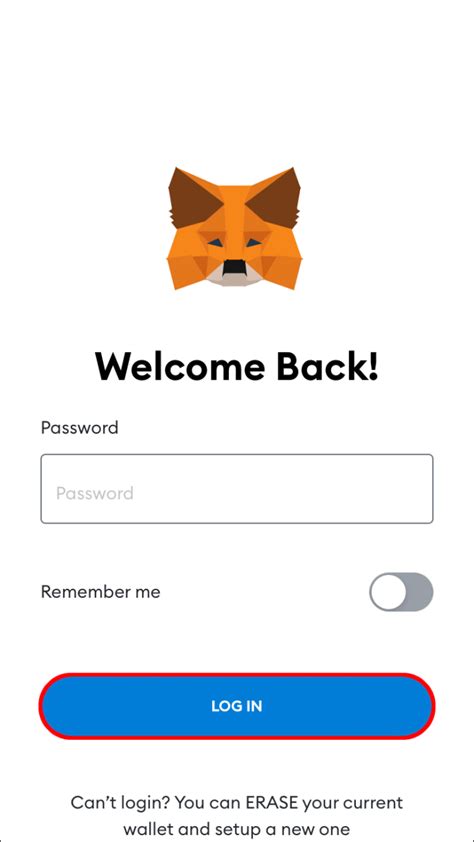 log into metamask with password