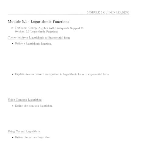 Logarithmic Functions Module