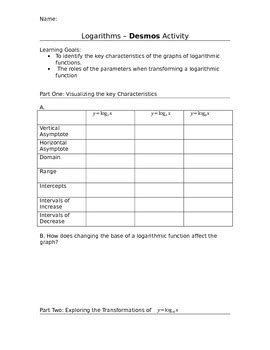 Logarithms Desmos Activity