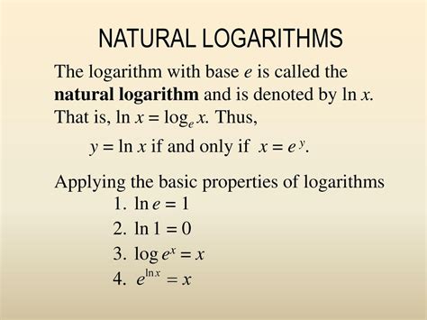 Logarithms Ln