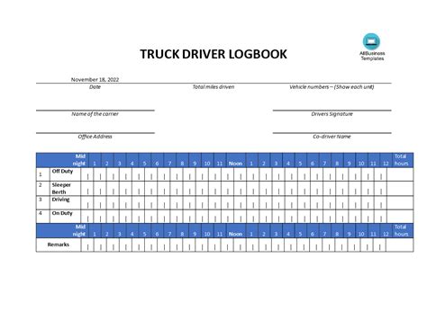 Logbook Truck Driver Example