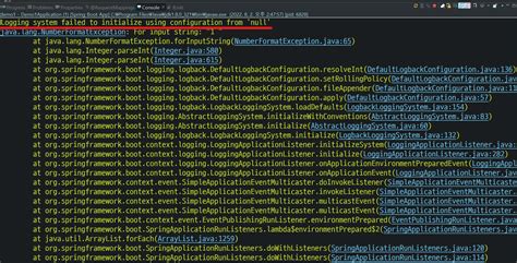 Logging System Failed To Initialize Using Configuration From 'Null'