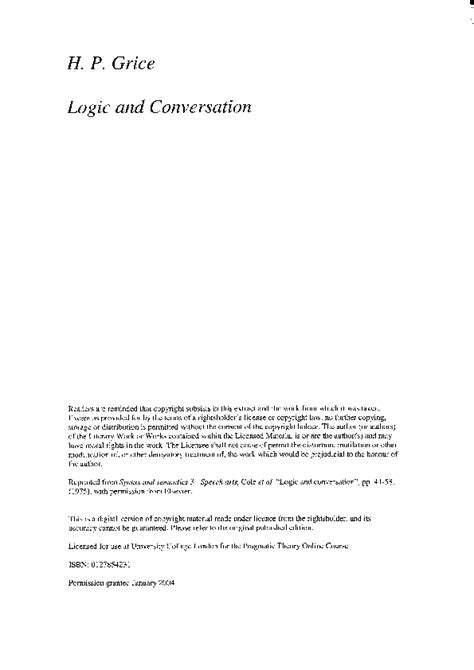 Logic And Conversation Summary