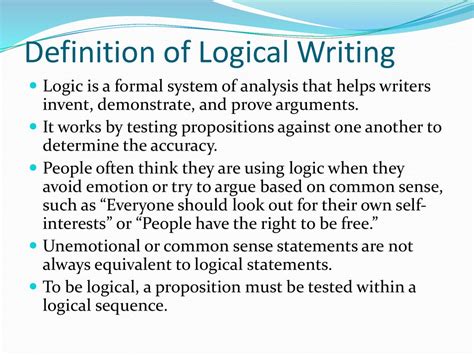 Logic Definition Writing