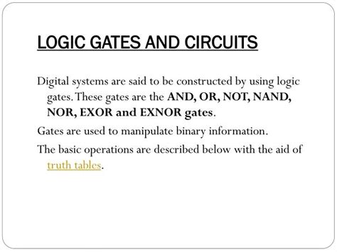 Logic Gates And Circuits Ppt