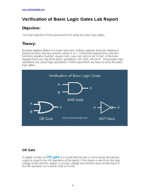 Logic Gates Experiment Lab Report