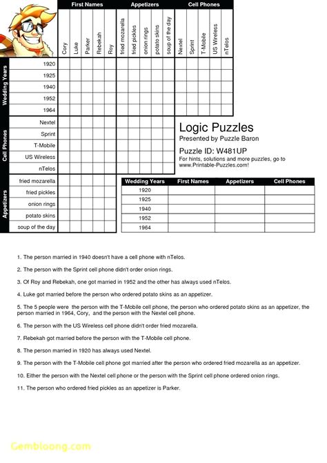 logic grid puzzles printable pdf with answers