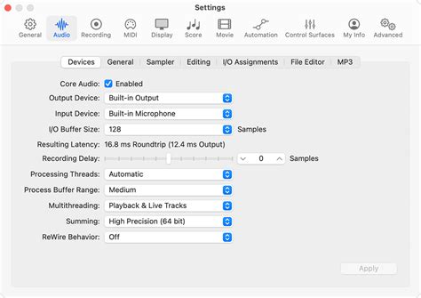 Logic Pro Latency Settings
