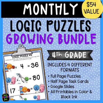 Logic Problems Monthly Interactive And Printable