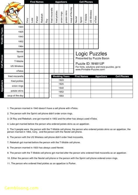 Logic Problems Printable High School