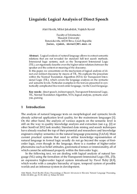 Logical Analysis Of Language