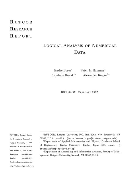 Logical Analysis Of Numerical Data