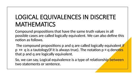 logical equivalence in discrete mathematics questions
