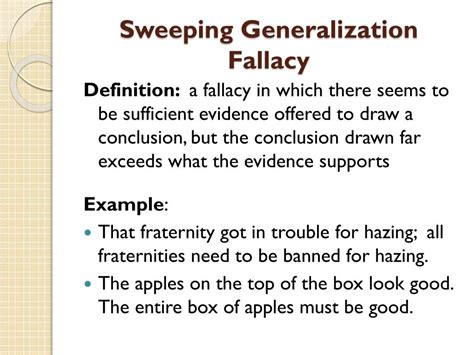 Logical Fallacy Sweeping Generalization