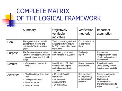 logical framework analysis example