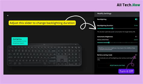 logitech mx keys disable backlight