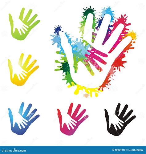 Résumé Les enfants isolés colorés logo mains ensemble. Jeux pour