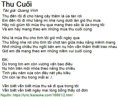 loi bai hat thu cuoi