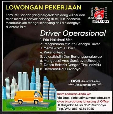 Loker Driver Semarang 2023 Terbaru
