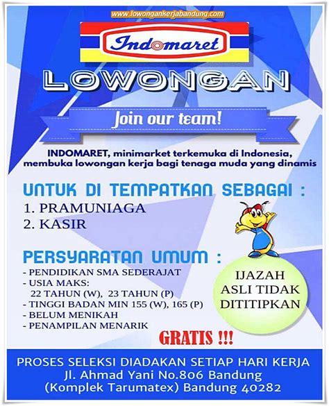 Pengumuman Loker Indomaret Bandung November 2022