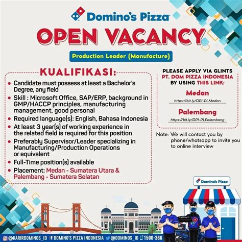 Info Loker Medan Terbaru Agustus 2021 di DOMINOS Pizza Medan