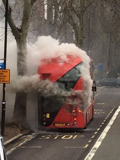 london bus catches fire