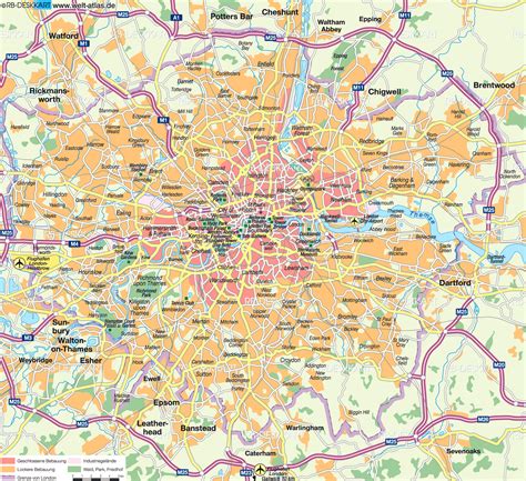 Karte von London (Stadt in Großbritannien) WeltAtlas.de