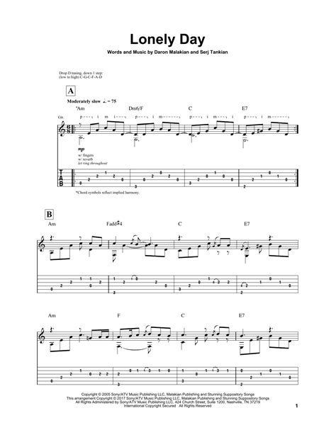 lonely day guitar tabs