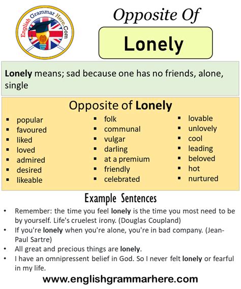 lonely synonyms and antonyms