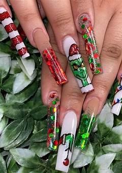 Long Acrylic Christmas Nails