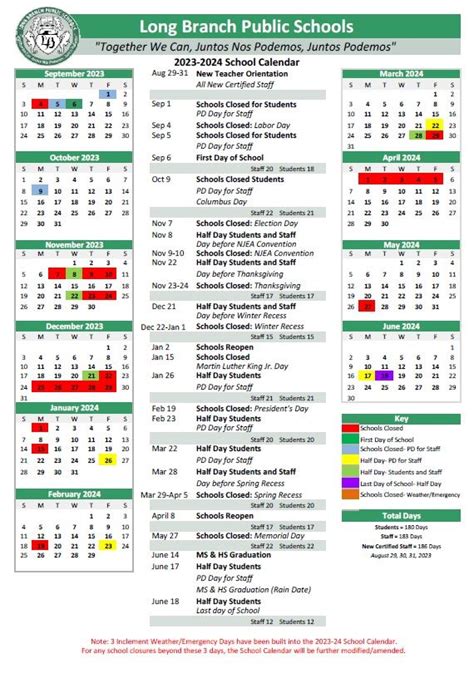 Long Branch Public Schools Calendar