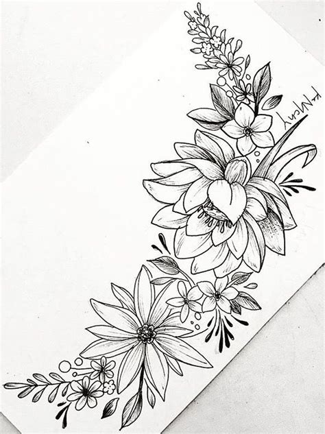 Powerful Long Flower Tattoo Designs References